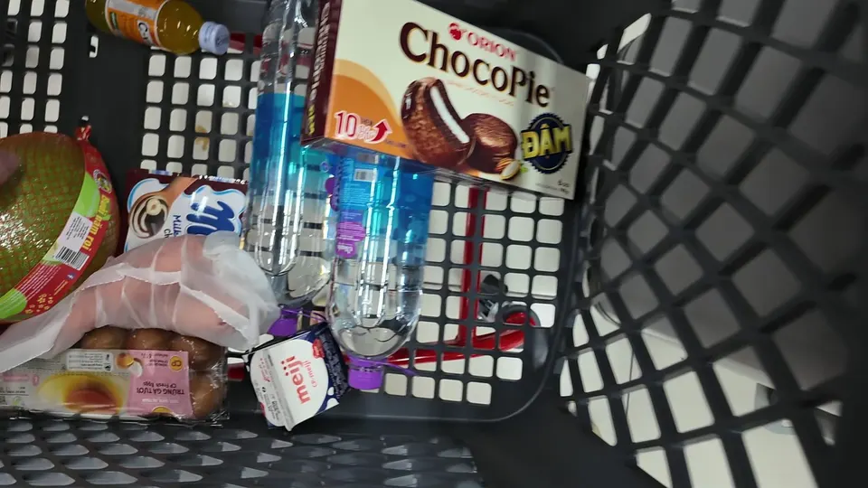 Second night in Nha Trang, filling a trolley at Lotte Mart